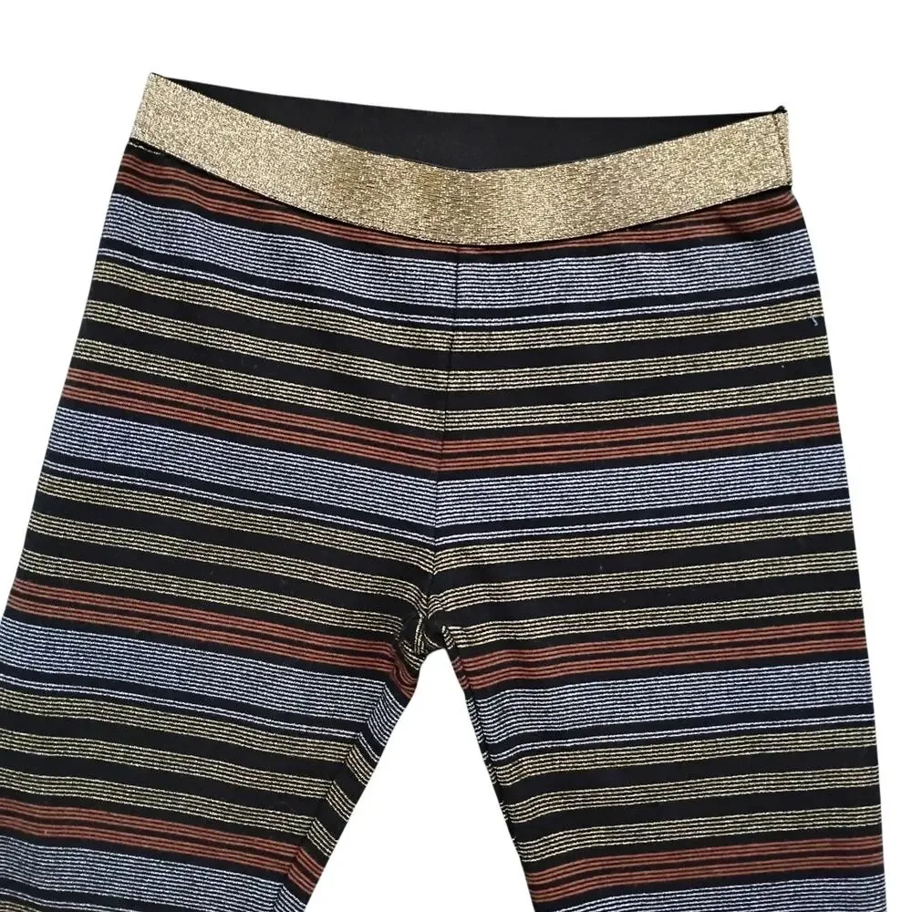 Gymboree Striped Leggings Metallic Tones Size Medium (7-8)
